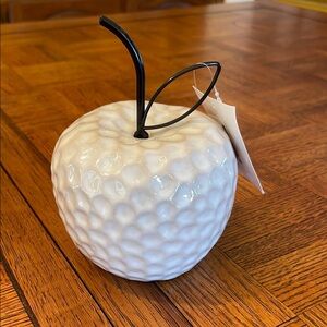 6 inch textured White Ceramic Apple Decor